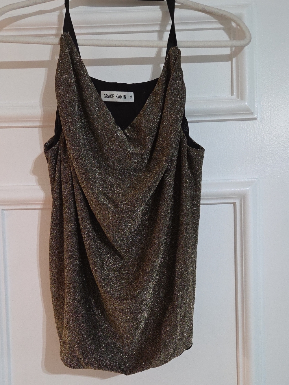Grace Karin Gold & Black Shimmery Top Women's XL